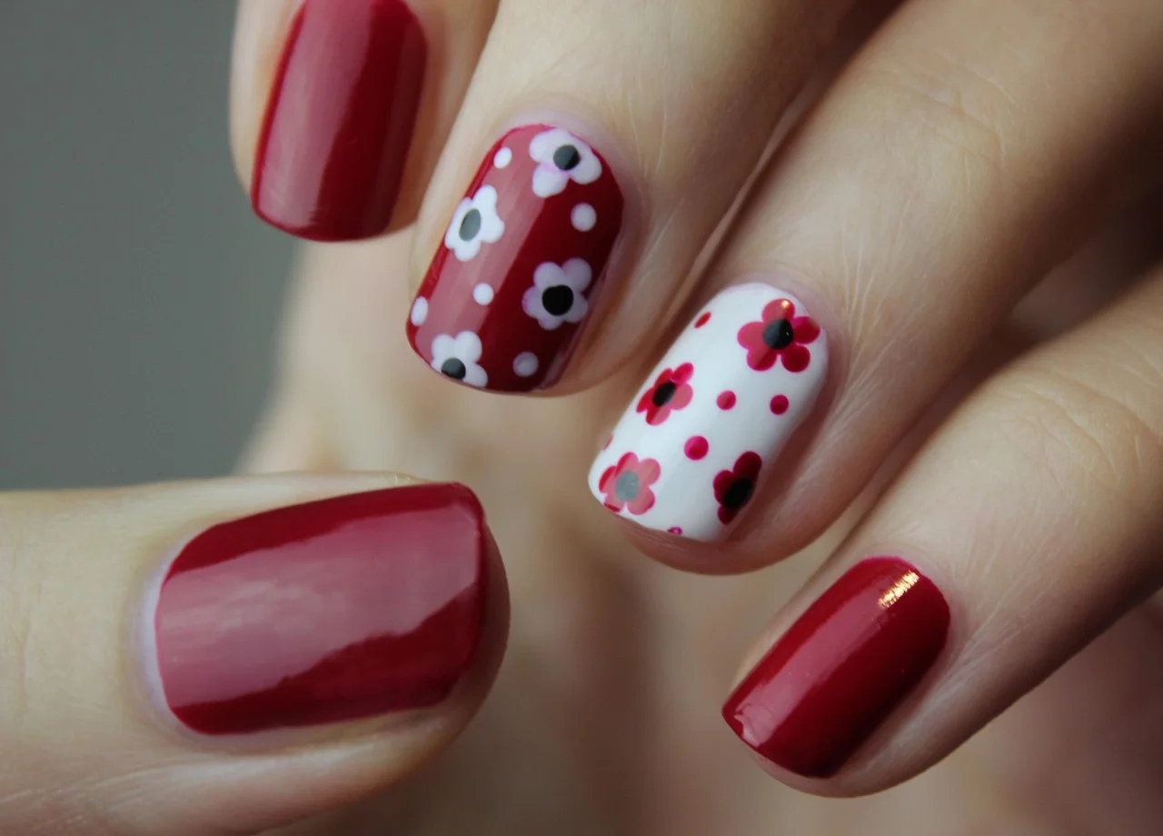 Manucure et nail art colore realise sur des ongles