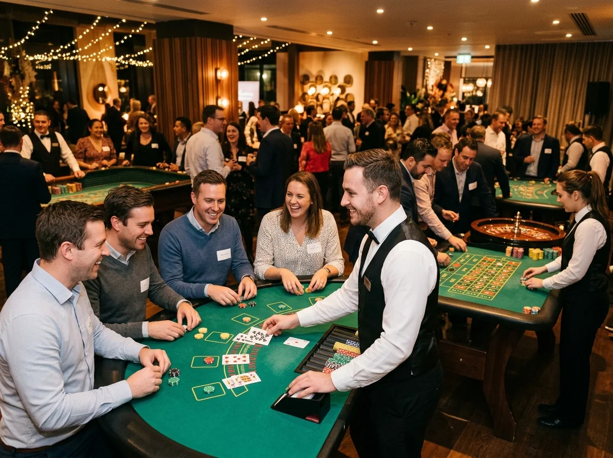 Table de jeu de casino avec roulette, animation casino pour soirée ou team building