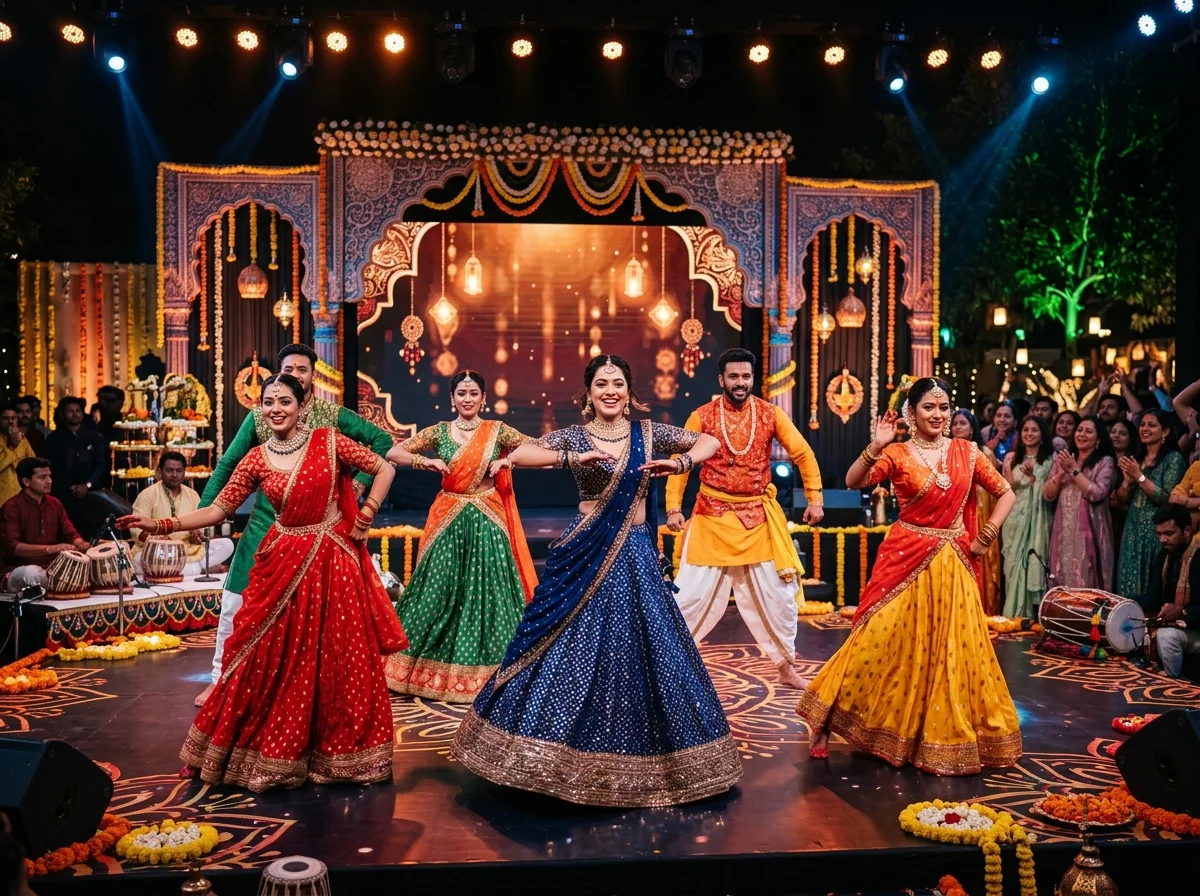 Danseurs en costume traditionnel amérindien pour animation évènementielle à thème indien