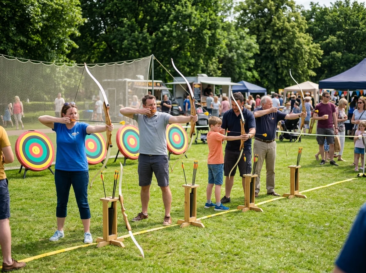 Tir à l arc sur cible lors d une animation sportive de type tir à l'arc