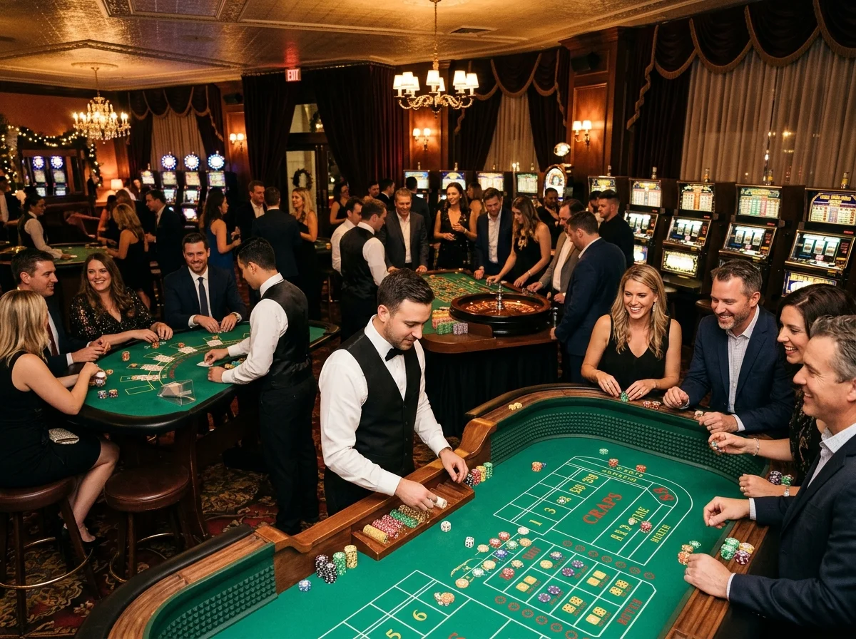 Table de poker installée lors d'une soirée casino