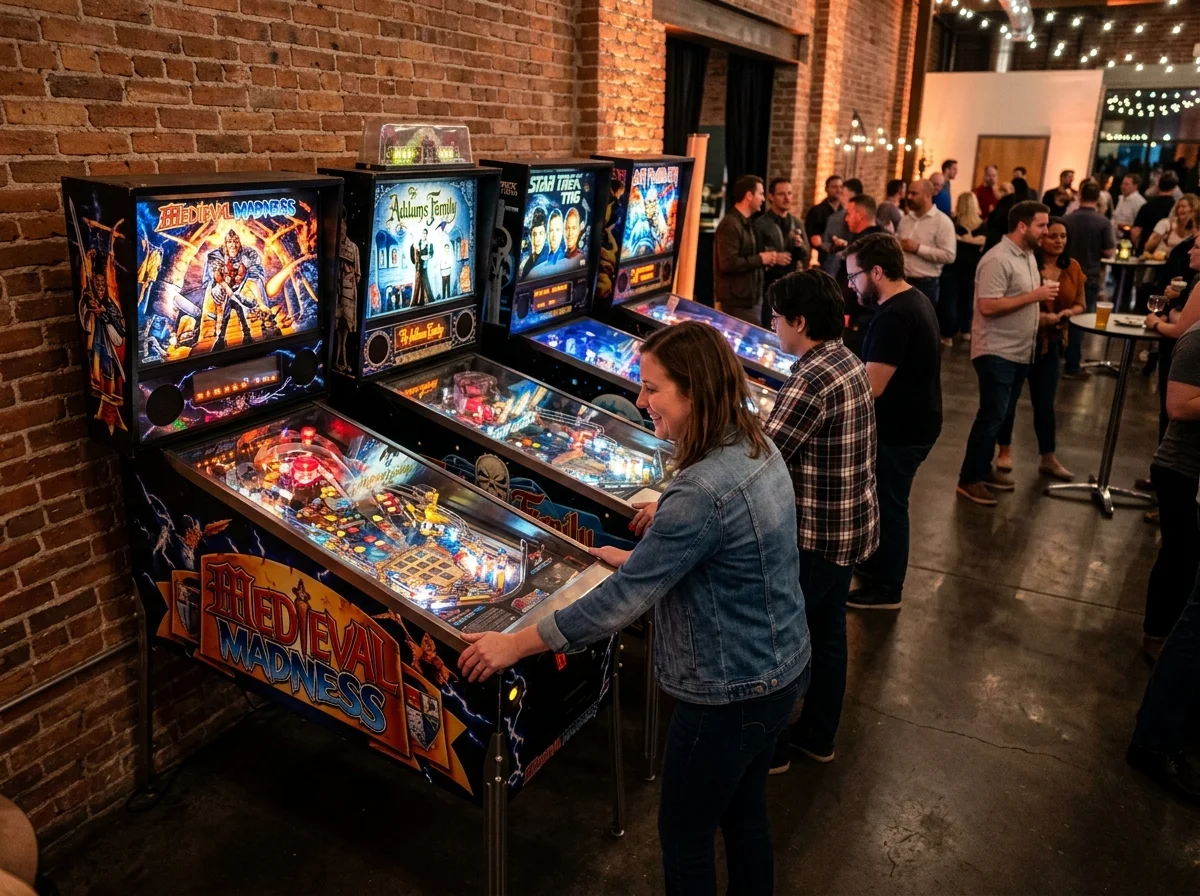 Flipper d'arcade avec écran lumineux, location flipper pour événement
