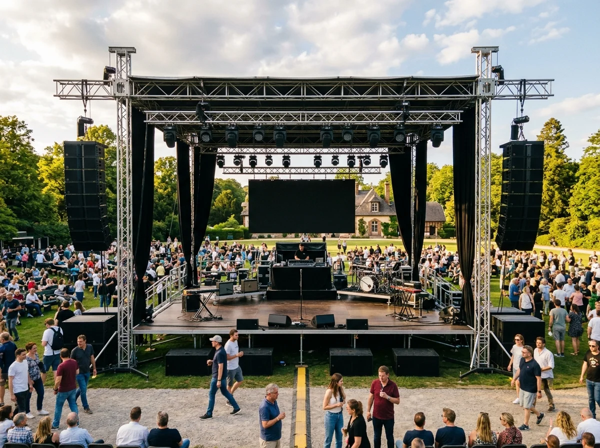 Scène installée pour un concert événementiel