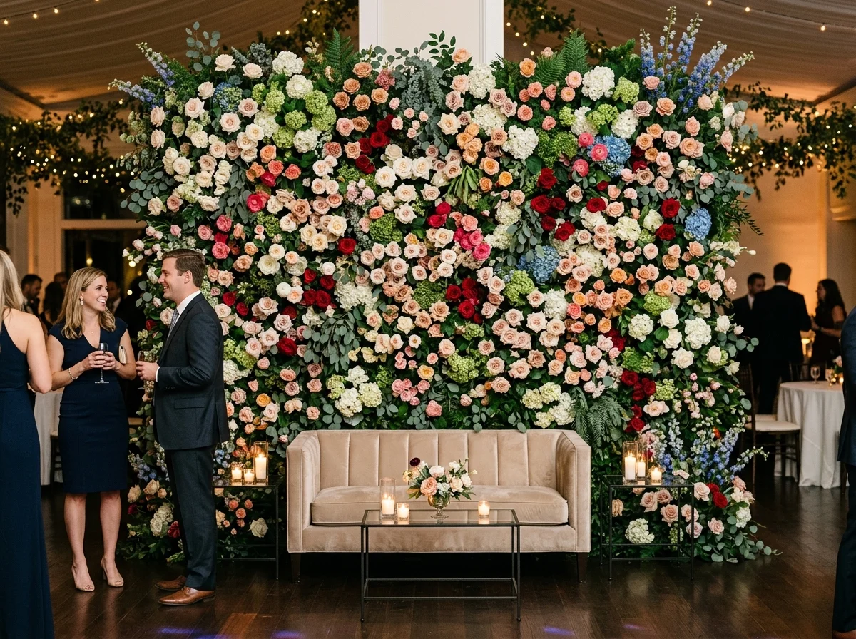 Mur floral décoratif pour soirée événementielle