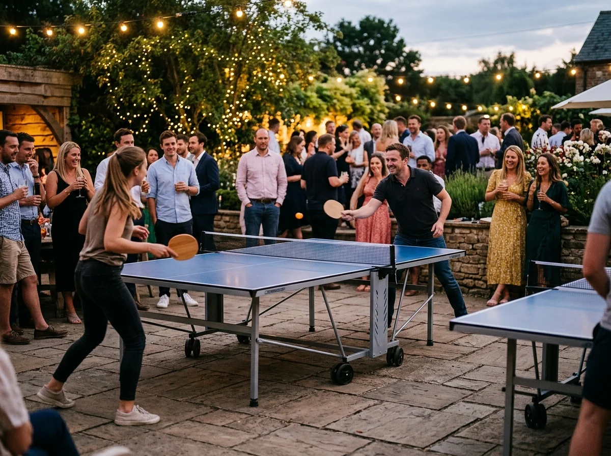 Joueurs de ping-pong lors d'une partie animée