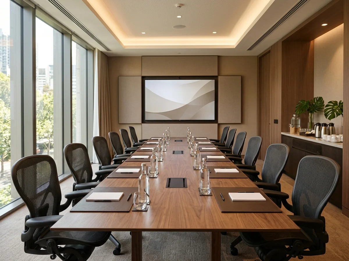 Salle de réunion aménagée pour un événement professionnel