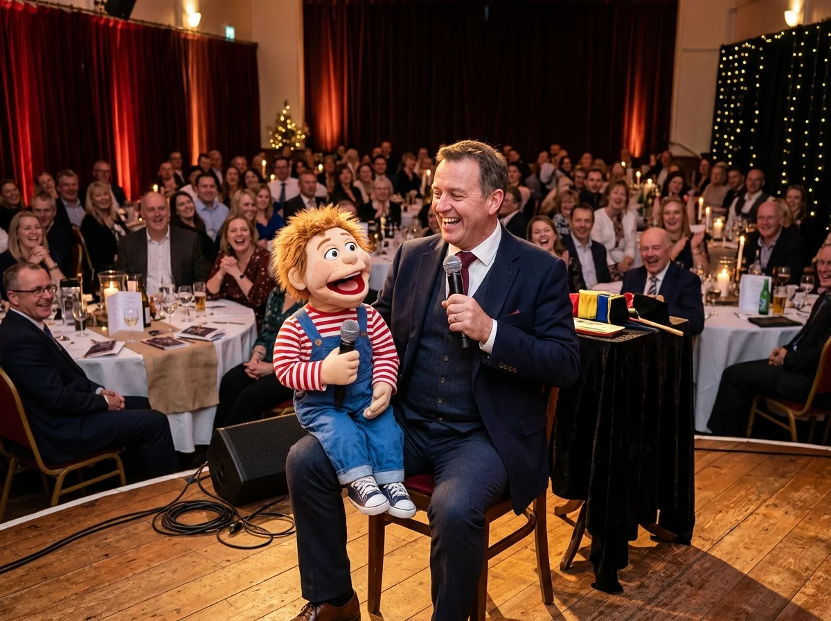 Marionnettes utilisées lors d'un spectacle de ventriloque évènementiel